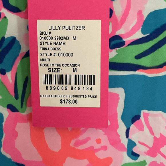 LILLY PULITZER NWT Pink Floral Sun Dress Medium Colorful Beach Resort Vacation - Picture 4 of 16